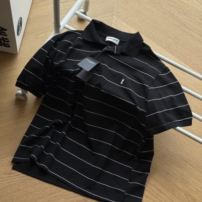 Premium Saint Laurent Short Sleeves Cotton Striped Collection