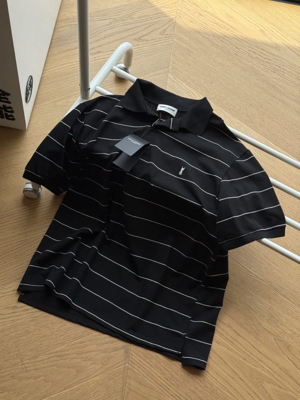 Premium Saint Laurent Short Sleeves Cotton Striped Collection
