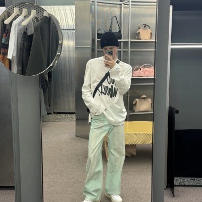 Premium Acne Studios Jeans Green Distressed Style