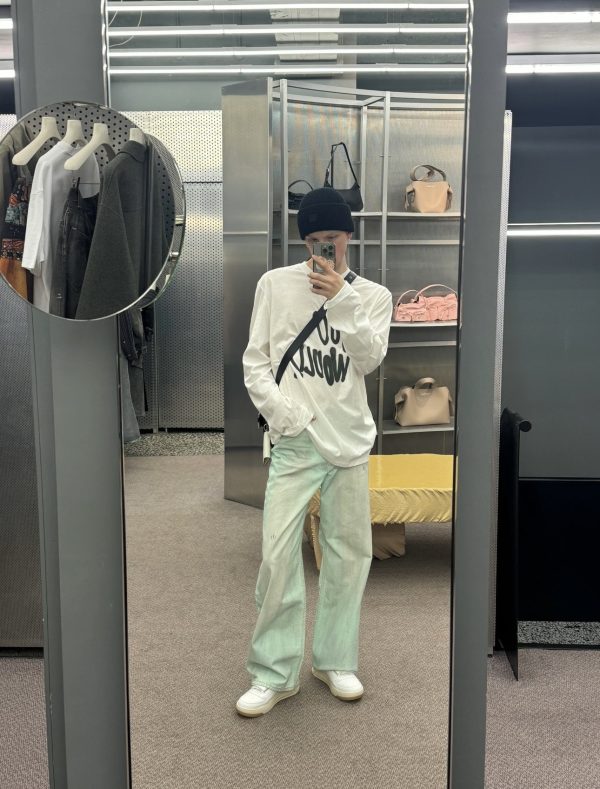 Premium Acne Studios Jeans Green Distressed Style