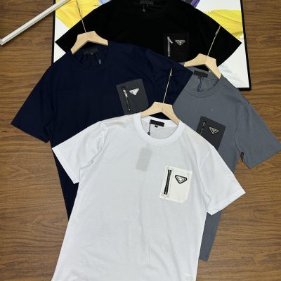 Premium Prada Short Sleeves Black Cotton Minimalist Collection