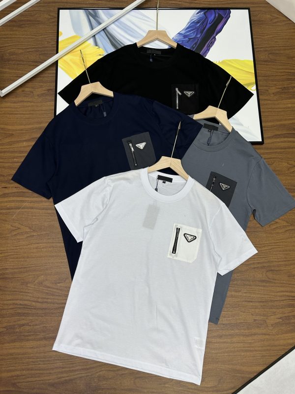 Premium Prada Short Sleeves Black Cotton Minimalist Collection