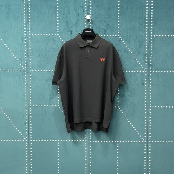 High Quality Balenciaga Short Sleeves Red Cotton Embroidered Style
