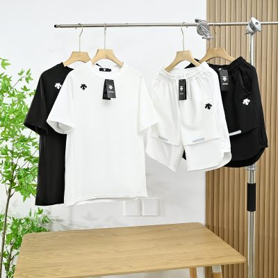 Best Selling Descente Short Sleeves Black Silk Solid Style