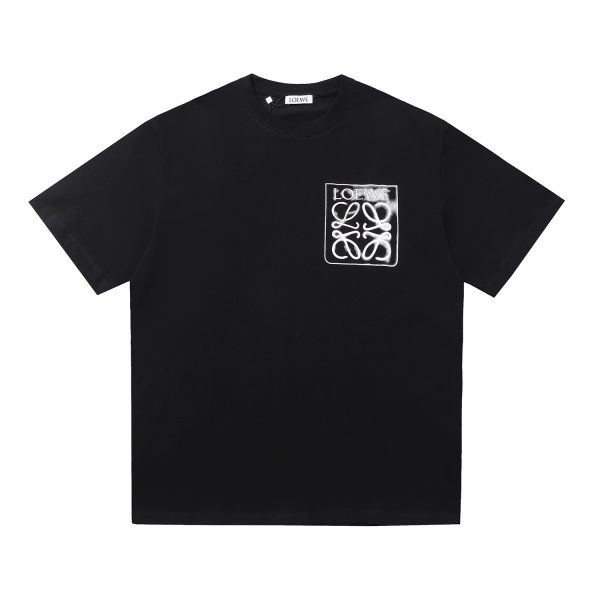 Luxury Loewe Short Sleeves Black Cotton Embroidered Collection
