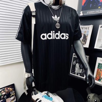 High Quality Adidas Short Sleeves Black Striped Collection