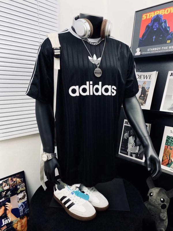 High Quality Adidas Short Sleeves Black Striped Collection