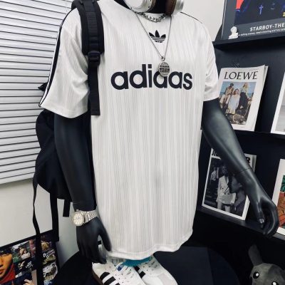 Premium Adidas Short Sleeves White Striped Collection