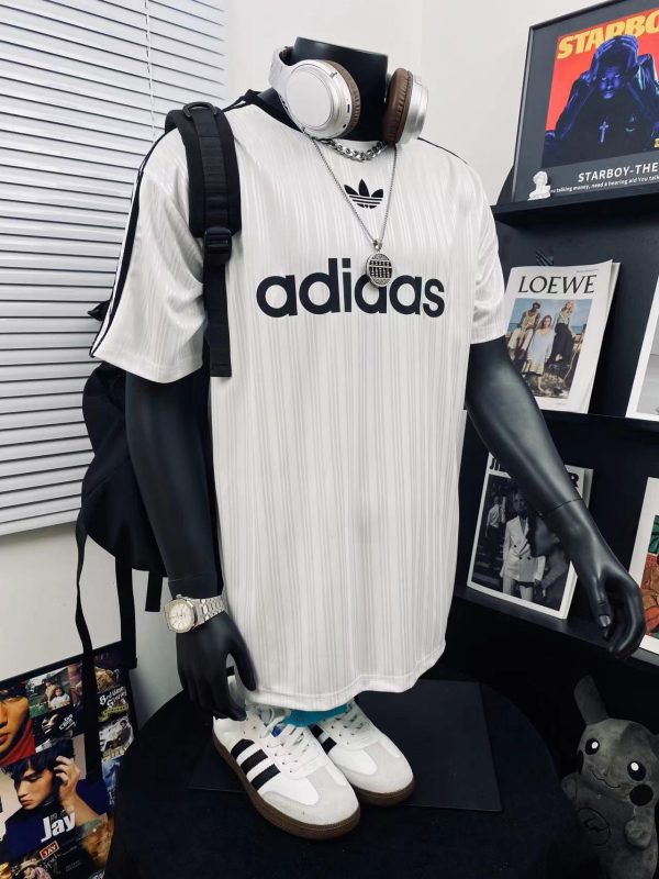 Premium Adidas Short Sleeves White Striped Collection