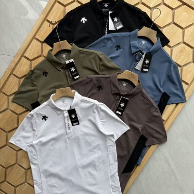 High Quality Descente Short-Sleeved Black Patchwork Style