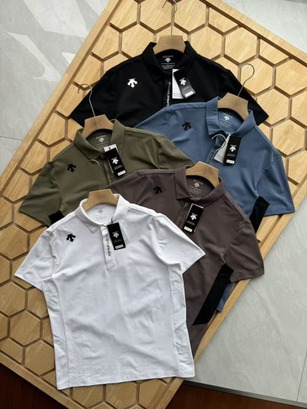 High Quality Descente Short-Sleeved Black Patchwork Style