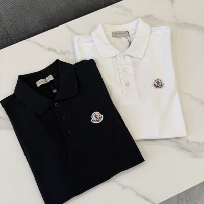Premium Moncler Polo Shirt Black Cotton Classic Style