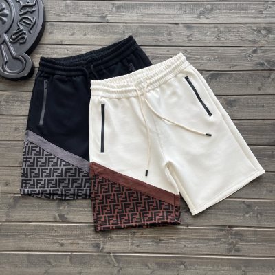 Best Selling Fendi Shorts Black Knit Patchwork Style