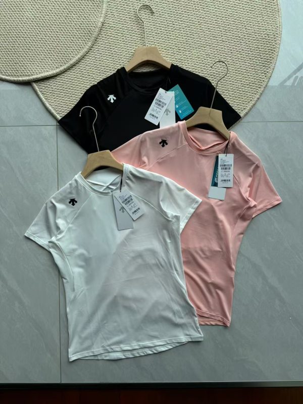 Best Selling Descente Short Sleeves Black Cotton Logo Style