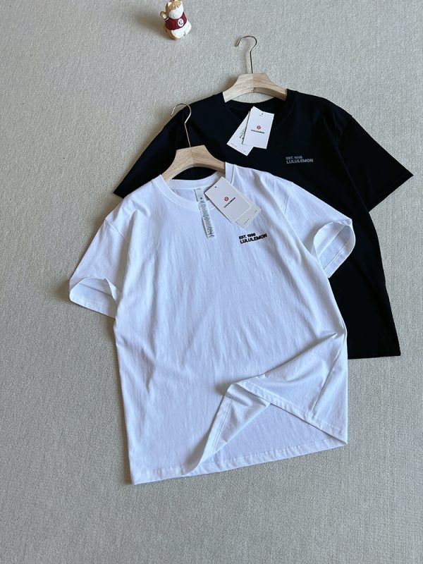 Best Selling Lululemon Short-Sleeved T-Shirts Black Cotton Breathable Luxury