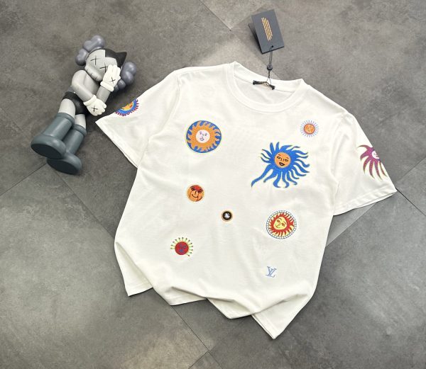 Luxury Louis Vuitton Short Sleeves Black Cotton Embroidered Collection