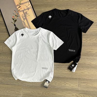 High Quality Descente Short Sleeves Black Breathable Luxury