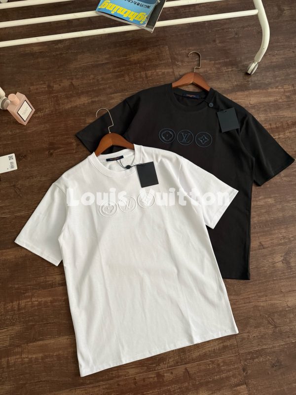 Premium Quality Louis Vuitton Short Sleeves Black Cotton Monogram Style