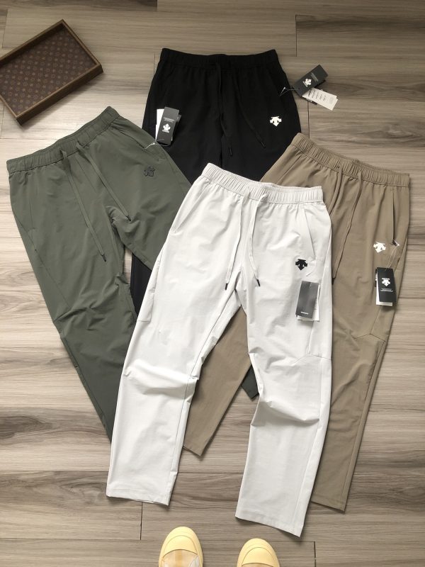 Luxury Descente Trousers Gray Nylon Logo Style