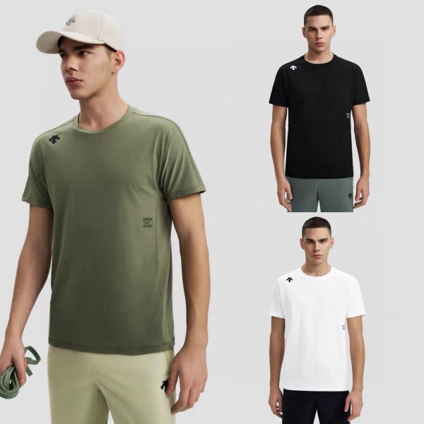 Premium Quality Descente Short Sleeves Black Cotton Logo Style
