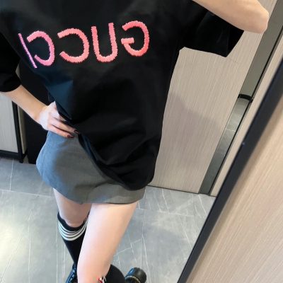 High Quality Gucci Short Sleeves Pink Cotton Classic Style