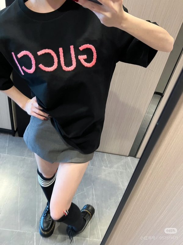 High Quality Gucci Short Sleeves Pink Cotton Classic Style