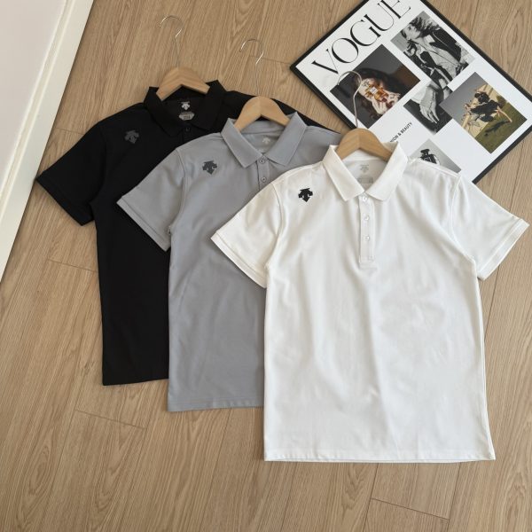 Premium Quality Descente Polo Shirt Black Cotton Minimalist Style