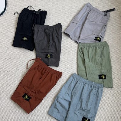 Premium Quality Stone Island Shorts Black Solid Luxury
