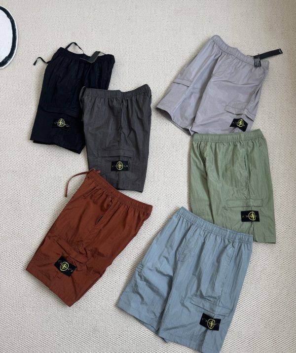 Premium Quality Stone Island Shorts Black Solid Luxury