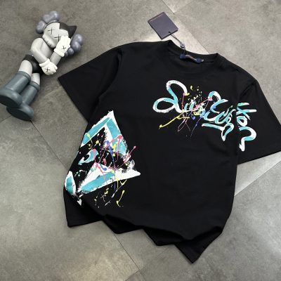 High Quality Louis Vuitton Short Sleeves Black Cotton Classic Collection