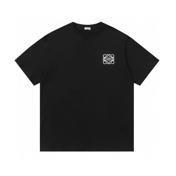 Luxury Loewe T-Shirt Black Cotton Embroidered Style