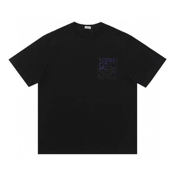 Best Selling Loewe Short Sleeves Black Embroidered Luxury