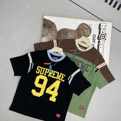 Best Selling Supreme Short Sleeves Black Jersey Patchwork Luxury