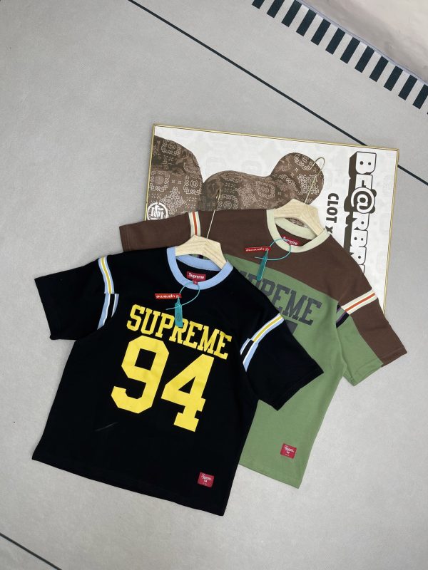Best Selling Supreme Short Sleeves Black Jersey Patchwork Luxury