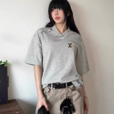Best Selling Louis Vuitton Short Sleeves Gray Suede Collection