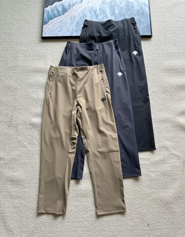 High Quality Descente Trousers Black Silk Casual Luxury