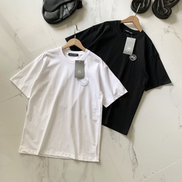 Luxury Canada Goose Short Sleeves Black Embroidered Luxury