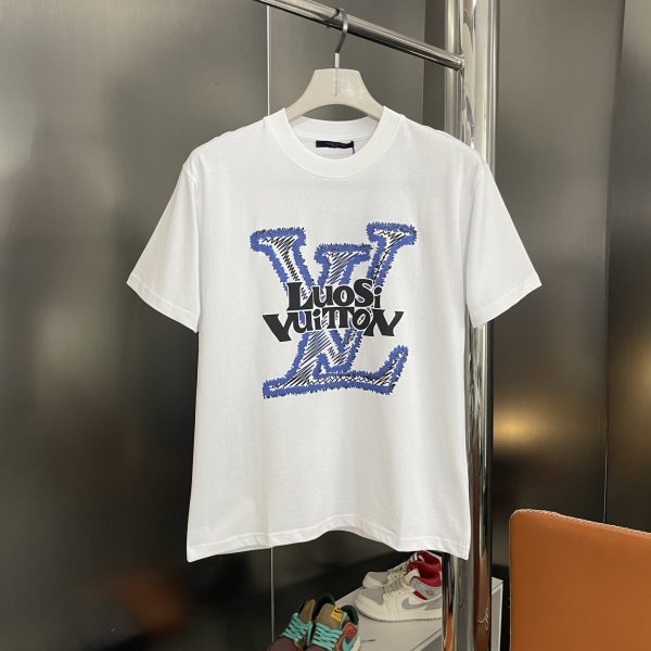 Luxury Louis Vuitton Short Sleeves White Cotton Logo Style