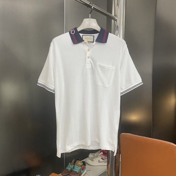Luxury Gucci Polo Shirt White Cotton Logo Collection