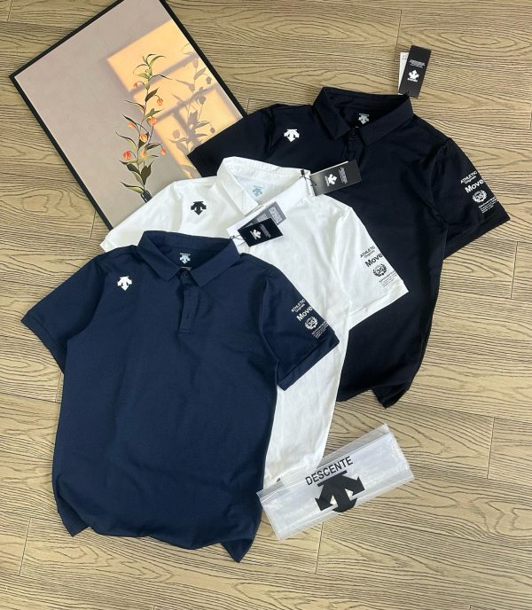 High Quality Descente Short-Sleeved Black Solid Style