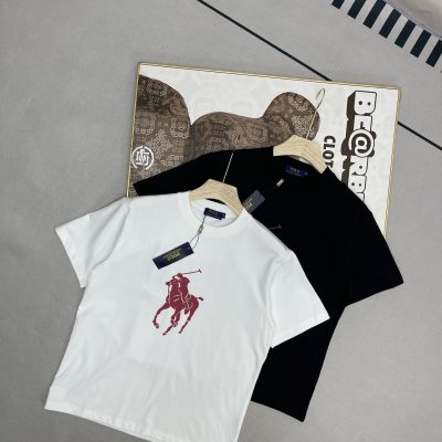 Premium Quality Ralph Lauren Short Sleeves Black Cotton Logo Collection