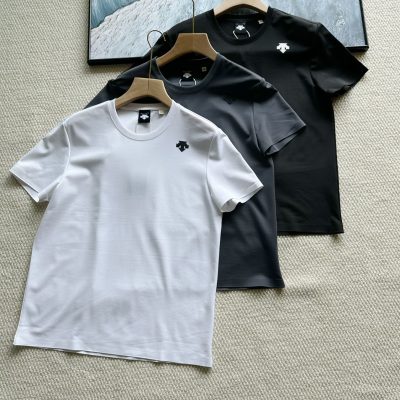 Premium Quality Descente Short Sleeves Black Silk Casual Luxury