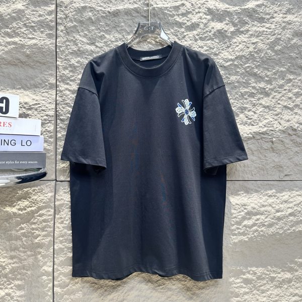 Premium Quality Chrome Hearts Short Sleeves Black Cotton Washed Collection