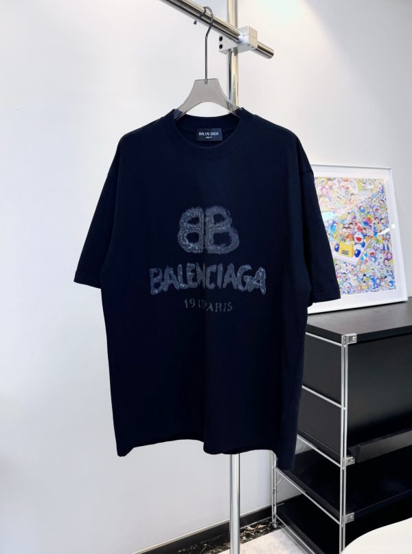 High Quality Balenciaga T-Shirts Black Print Luxury