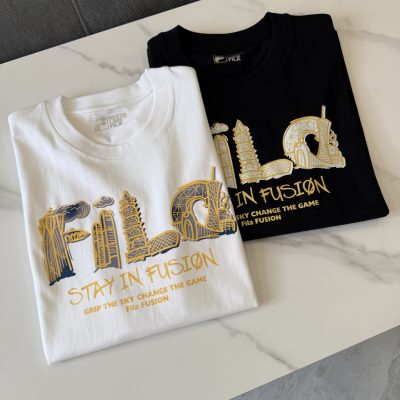 Premium Quality Fila Short Sleeves Black Casual Style