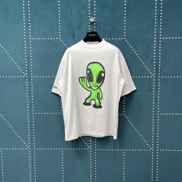 Best Selling Balenciaga Short Sleeves White Cotton Print Style