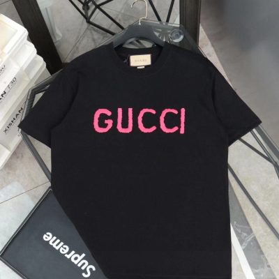 Luxury Gucci Short Sleeves Pink Solid Collection
