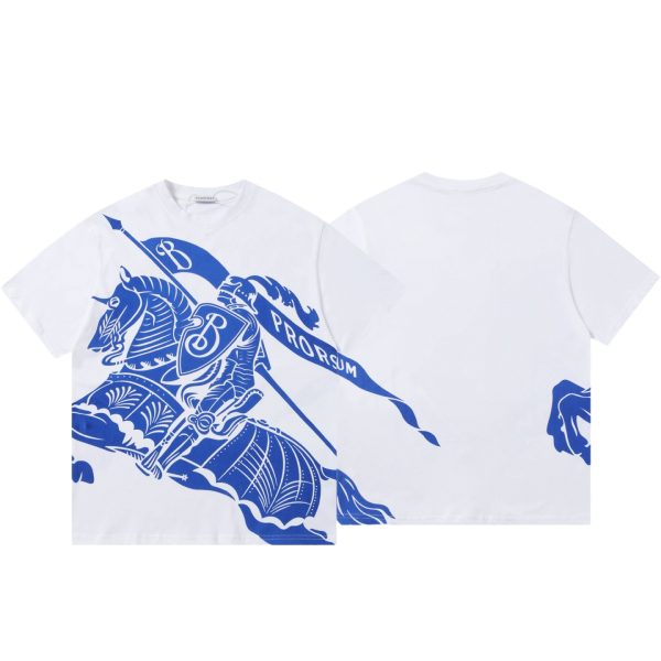 Premium Burberry Short Sleeves White Cotton Logo Collection