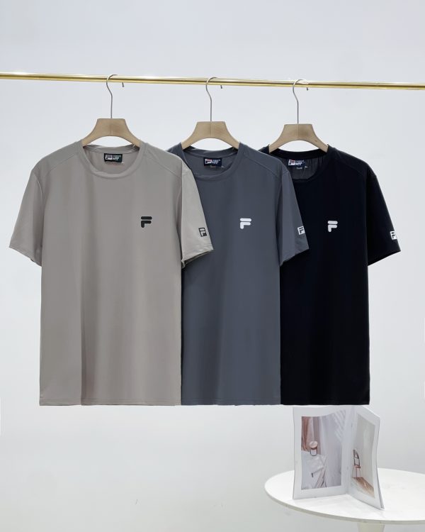Premium Fila Short Sleeves Black Silk Casual Style