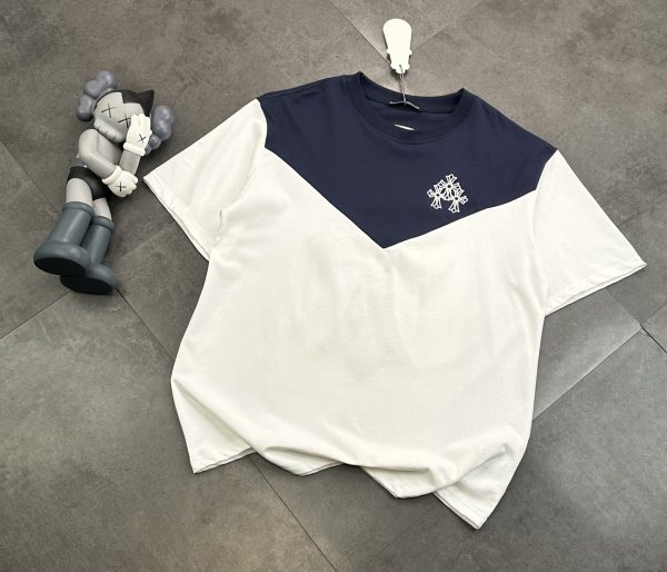 High Quality Chrome Hearts Short Sleeves Navy Cotton Embroidered Collection